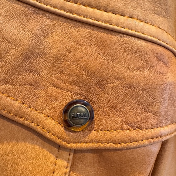 Vintage Latif  Women’s crop‎ Yellow Leather Jacket Size 40 - Picture 5 of 12